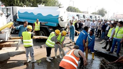 بروفة عملية لمعدات شركة مياه بنى سويف لموسم الشتاء وتقلبات الطقس
