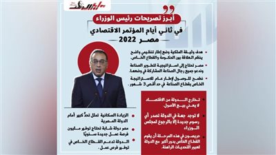 أبرز تصريحات رئيس الوزراء في ثاني أيام المؤتمر الاقتصادي مصر 2022