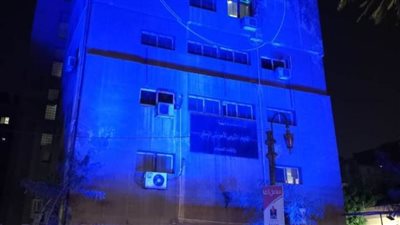 وزارة الصحة تضيء المعهد القومي للسكر باللون الأزرق