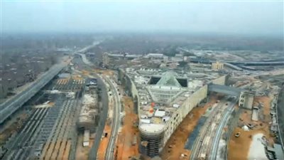 بالفيديو.. تصوير جوي لأعمال تنفيذ محطة سكك حديد مصر بمنطقة بشتيل بالجيزة