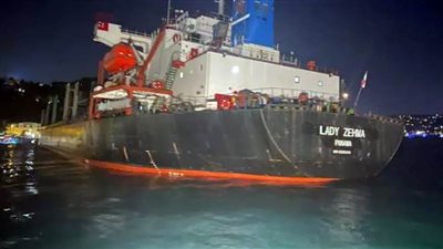 تعليق حركة السفن في مضيق البوسفور بسبب جنوح سفينة شحن (فيديو)