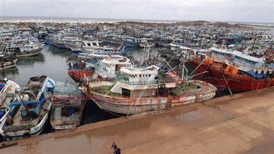 لليوم الثالث على التوالي .. توقف حركة الملاحة بميناء البرلس لسوء الأحوال الجوية