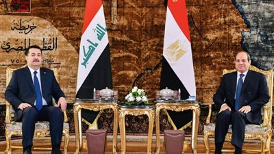 الرئيس عبدالفتاح السيسي خلال استقباله اليوم رئيس وزراء العراق محمد شياع السوداني