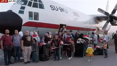 رافعين الأعلام المصرية.. لقطات للحظة عودة المصريين من السودان بقاعدة شرق الجوية
