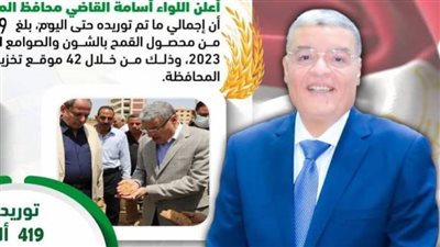 شون وصوامع المنيا تستقبل 419 ألف طن من محصول القمح