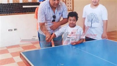  أطفال التوحد بشباب كفر الشيخ في تدريب خاص لتنس الطاولة
