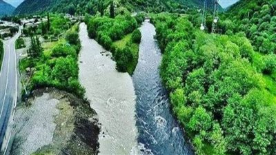 فراق ينتهي بعناق.. بالأبيض والأسود نهران في جورجيا يلتقيان ولا يمتزجان 