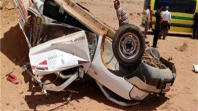 مصرع شخص وإصابة 2 آخرين في حادث انقلاب سيارة بقليوب