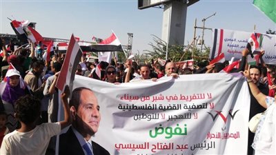 المصريين الأحرار يحتشد بشارع النصر لتفويض الرئيس للحفاظ علي الأمن القومي المصري