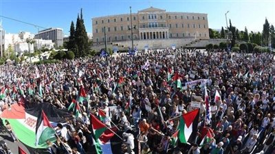 الجالية الفلسطينية في اليونان تنظم فعالية إسناد لغزة