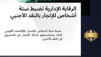عاجل.. الرقابة الإدارية تضبط ستة أشخاص للاتجار بالنقد الأجنبي