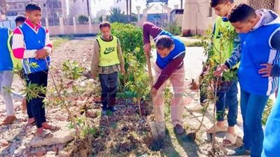 ضمن البرنامج البيئي التطوعي .. زراعة أشجار ودهانات بكفر الشيخ 
