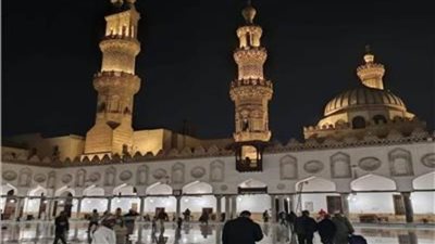 مآذن الجامع الأزهر تتزين لاستقبال شهر رمضان المبارك