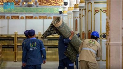 الهيئة العامة للعناية بشؤون المسجد النبوي تهيئ الروضة الشريفة لاستقبال شهر رمضان المبارك