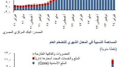 البنك المركزي: ارتفاع معدلات التضخم إلى 35.7% خلال فبراير 2024