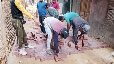 تركيب بلاط الإنترلوك بشوارع مدينة البداري ضمن أعمال التطوير والتجميل