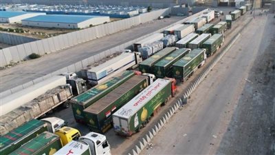  دخول القافلة السابعة لـ«بيت الزكاة والصدقات» إلى قطاع غزة فجر اليوم