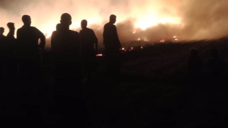 حريق القمح بقرية