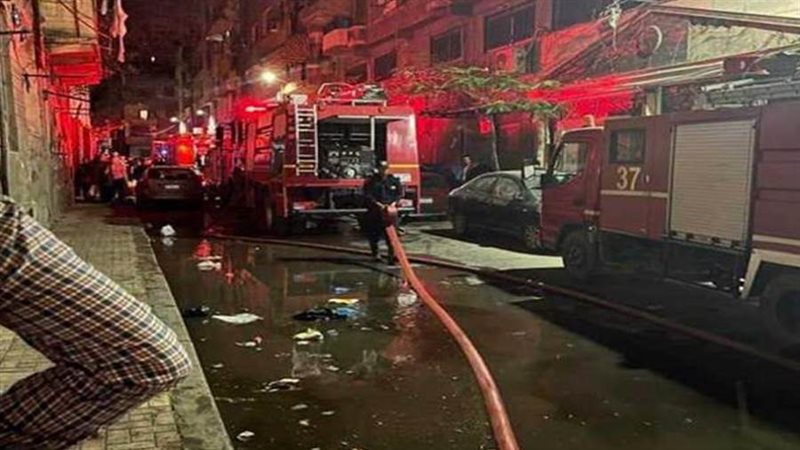 حريق جراج بمحرم بك