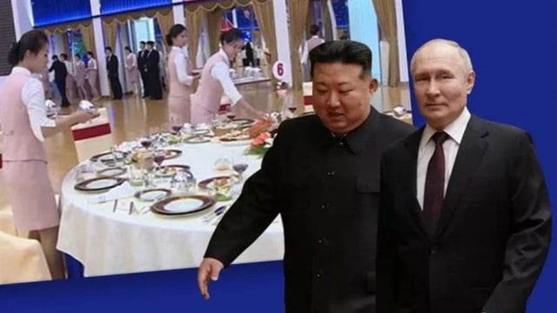 بوتين وكيم وفي الخلفية