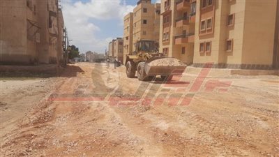رصف شارع المساكن الشرقية ببلطيم بطول 540م في كفر الشيخ