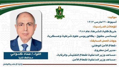 محافظ المنيا الجديد يشكر الرئيس السيسي على ثقته ويعاهد الأهالي بالتواجد في كافة مواقع العمل 