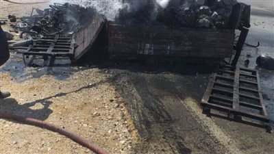 اندلاع حريق في سيارة نصف نقل بأسيوط 
