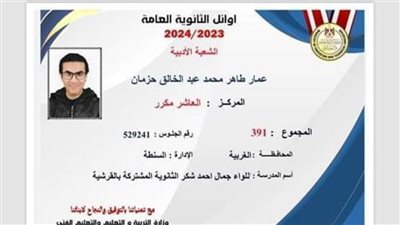 العاشر مكرر على الشعبة الأدبية بالغربية: 