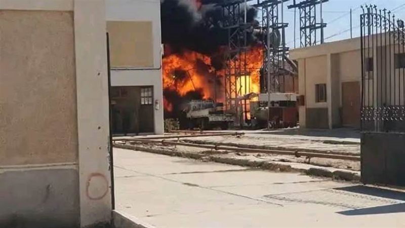 حريق بمحول كهرباء