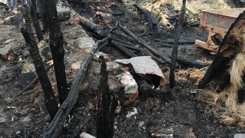 حريق حظيرة مواشي