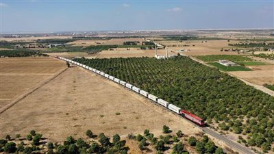 أهالي ومشايخ سيناء يستقلون قطار التنمية من محطة الشيخ زايد حتى بئر العبد بالأعلام وهتافات تحيا مصر