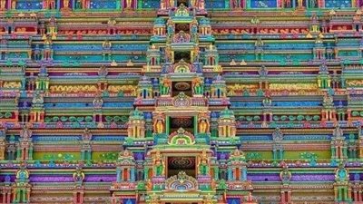 معبد راجاناثوامي الهندي: ثراء وتناظر لوني مذهلان 