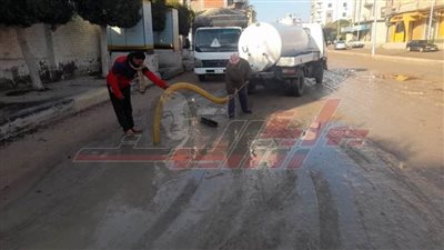 كسح مياه الأمطار بمصيف بلطيم في كفر الشيخ 