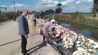 بدء أعمال تبطين وتكسية بحر «البشمة» ببيلا في كفر الشيخ