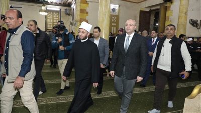 محافظ بني سويف ووزير الأوقاف يتفقدان بدء أعمال تطوير مسجد السيدة حورية