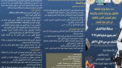 لجنة الشباب تطلق مسابقة «مصر بعيون شبابها» بالمجلس الأعلى للثقافة