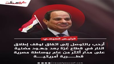 الرئيس السيسي :أرحب بالتوصل الى اتفاق لوقف إطلاق النار في غزة