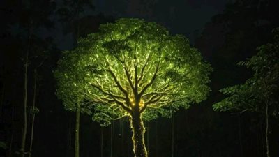 الغابة المضيئة: أسرار أشجار الفطريات المتلألئة في قلب الأمازون
