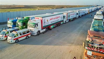 إدخال 237 شاحنة مساعدات لقطاع غزة واستقبال 44 مصابا ومرافقا فلسطينيا
