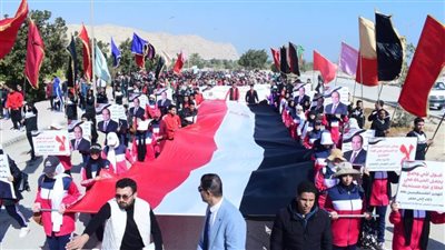  5000 طالب وطالبة بمسيرة حاشدة بسوهاج لتأييد موقف الرئيس برفض تهجير الفلسطينيين