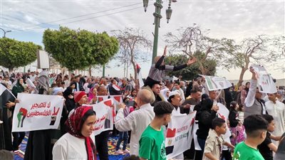  لا لا للتهجير.. أهالى المنيا ينظمون وقفة تضامنية مع الشعب الفلسطيني 