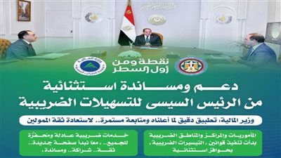 دعم ومساندة استثنائية من الرئيس السيسي للتسهيلات الضريبية