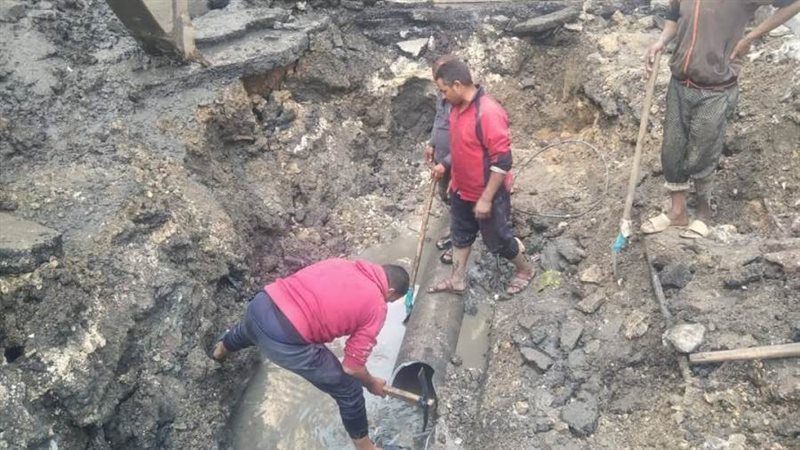 كسر ماسورة مياه ببورسعيد