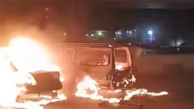 السيطرة على حريق بسيارتين بالطريق الدائري فى قليوب