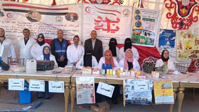  بالصور.. قافلة بيطرية ضمن مبادرة بداية تعالج الماشية في قرية 