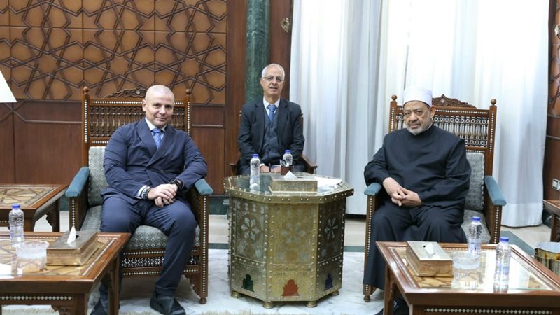 شيخ الأزهر خلال استقبال سفير إيطاليا