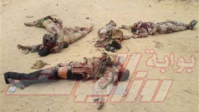 بالصور.. جثث الإرهابيين المقتولين فى المحاولة الفاشلة لاقتحام كمين رفح