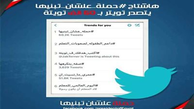 هاشتاج #علشان_نبنيها المؤيد لترشح السيسي لولاية ثانية يتصدر تويتر