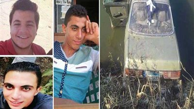 بالصور.. دمياط.. مصرع 3 شباب في انقلاب سيارة