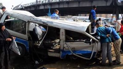 الصحة: اصابة 13 مواطن فى حادث انقلاب ميكروباص بالفيوم